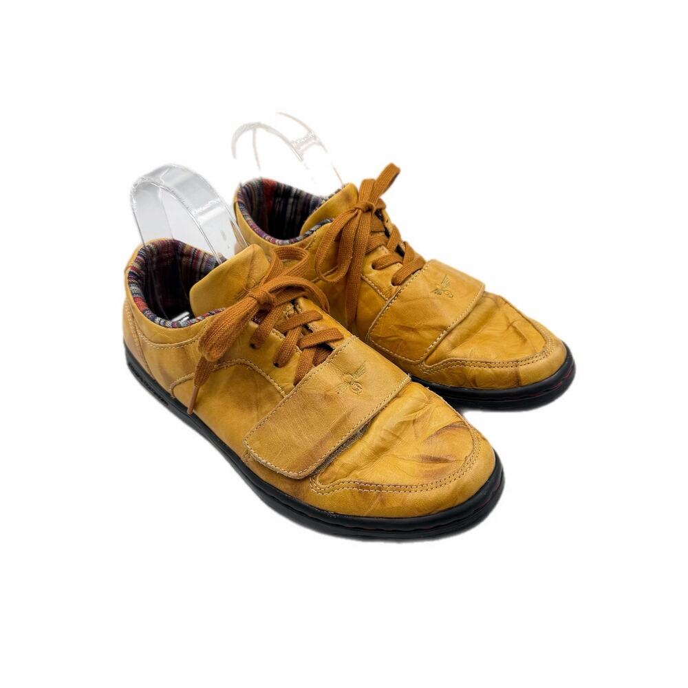 Creative Recreation Men's 7 Cesario Lo Burnished Leather Yellow Lace Up Sneakers